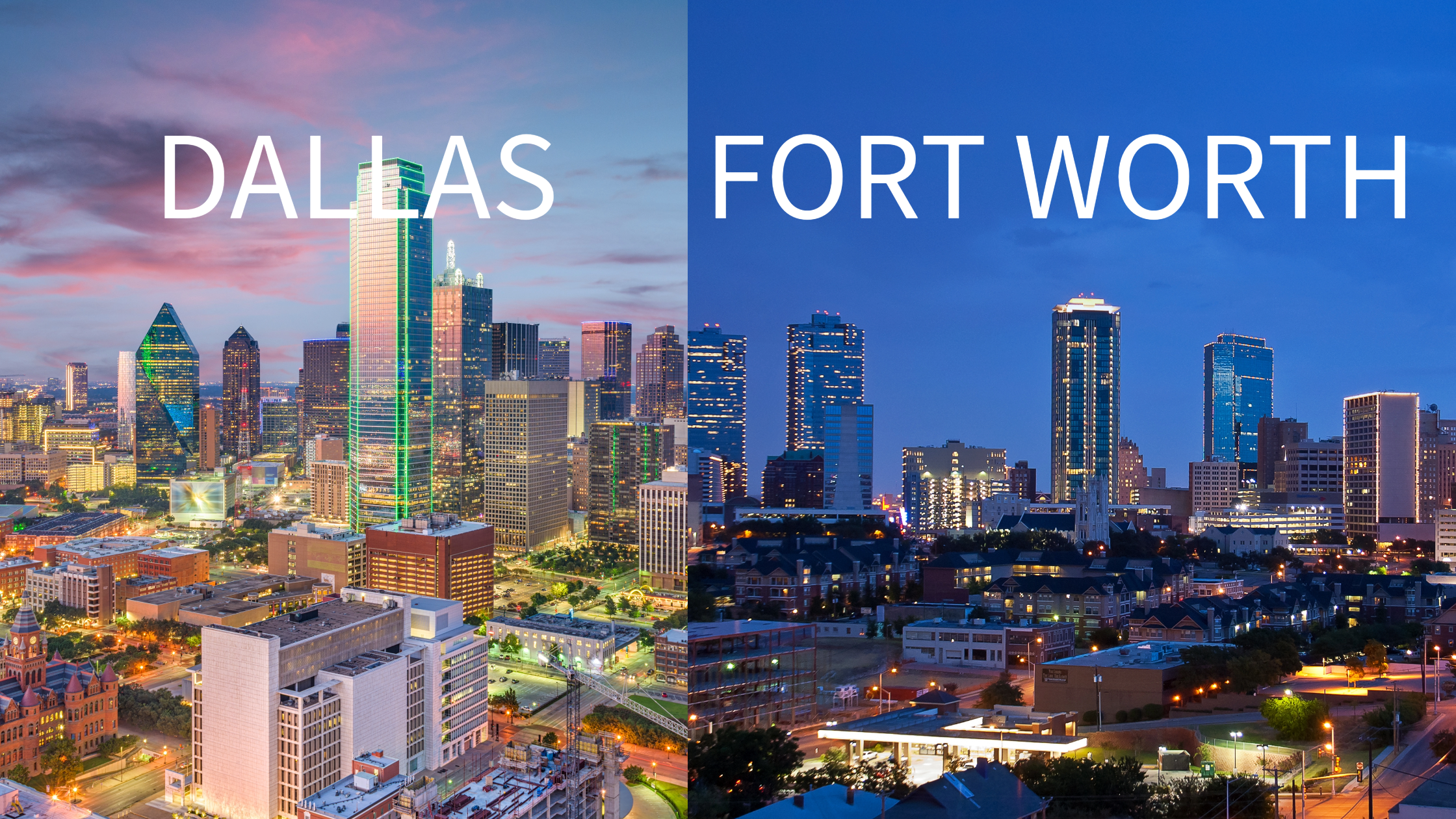 Dallas-Fort Worth skyline, showcasing the city's vibrant urban landscape